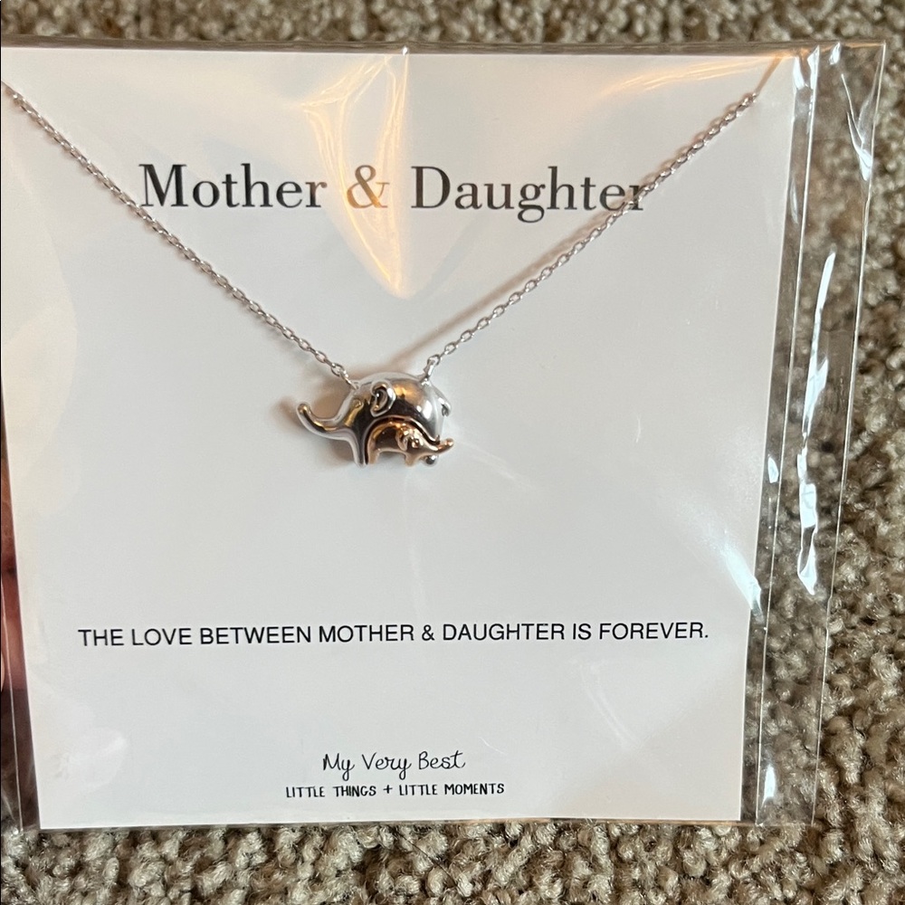 Mother daughter elephant necklace, new in package